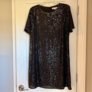 LOFT Sequin Black Dress